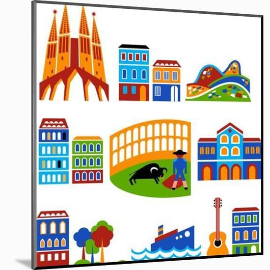 Barcelona - Landmarks And Attractions-Marish-Mounted Art Print