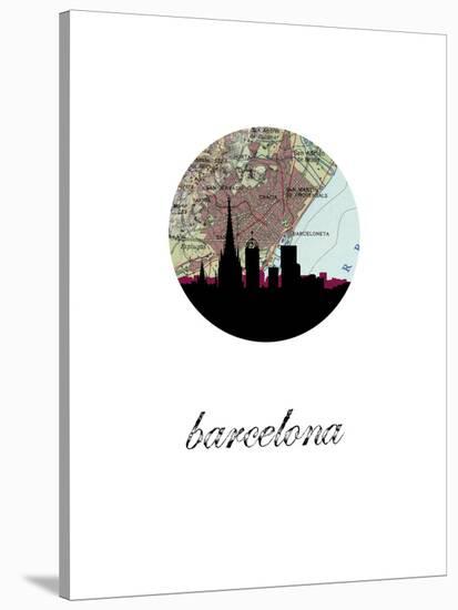 Barcelona Map Skyline-Paperfinch 0-Stretched Canvas