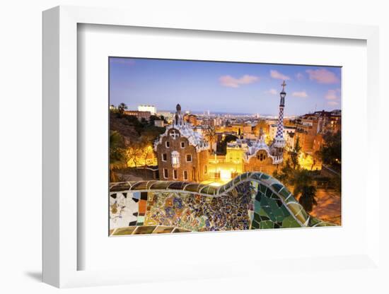 Barcelona, Park Guell, Spain, the Modernism Park Designed by Antonio Gaudi, Dusk-Francesco Riccardo Iacomino-Framed Photographic Print