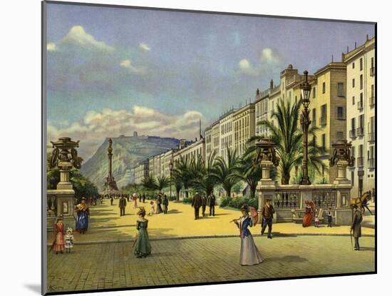 Barcelona, Paseo De Colon-null-Mounted Giclee Print