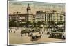 Barcelona: Plaza De Cataluna with People and Traffic-null-Mounted Photographic Print