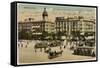 Barcelona: Plaza De Cataluna with People and Traffic-null-Framed Stretched Canvas