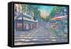 Barcelona Rambla Street Scene With Signpost-M. Bleichner-Framed Stretched Canvas