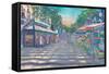 Barcelona Rambla Street Scene With Signpost-M. Bleichner-Framed Stretched Canvas