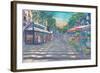 Barcelona Rambla Street Scene With Signpost-M. Bleichner-Framed Art Print