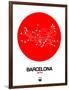 Barcelona Red Subway Map-NaxArt-Framed Art Print