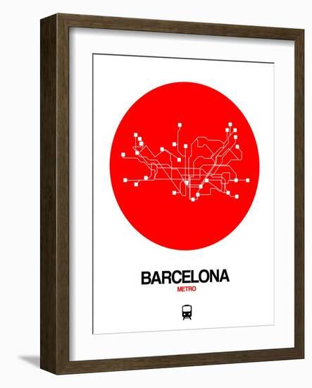 Barcelona Red Subway Map-NaxArt-Framed Art Print