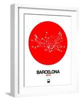 Barcelona Red Subway Map-NaxArt-Framed Art Print