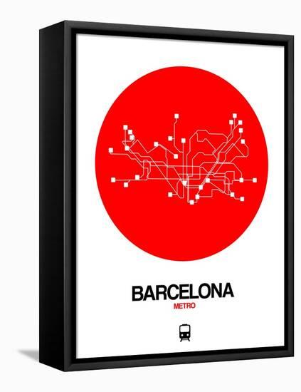 Barcelona Red Subway Map-NaxArt-Framed Stretched Canvas