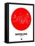 Barcelona Red Subway Map-NaxArt-Framed Stretched Canvas