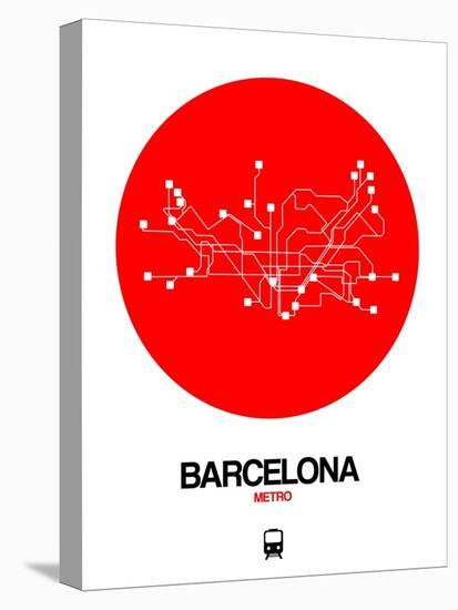 Barcelona Red Subway Map-NaxArt-Stretched Canvas