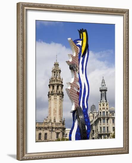 Barcelona's Head Sculpture By Roy Lichtenstein in Port Vell, Barcelona, Catalonia, Spain, Europe-Richard Cummins-Framed Photographic Print