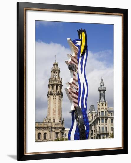 Barcelona's Head Sculpture By Roy Lichtenstein in Port Vell, Barcelona, Catalonia, Spain, Europe-Richard Cummins-Framed Photographic Print