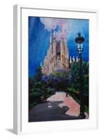 Barcelona Sagrada Familia with Park and Lantern-Markus Bleichner-Framed Art Print