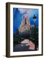 Barcelona Sagrada Familia with Park and Lantern-Markus Bleichner-Framed Art Print