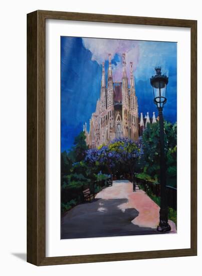 Barcelona Sagrada Familia with Park and Lantern-Markus Bleichner-Framed Art Print