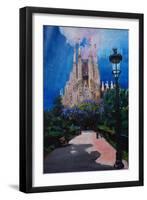 Barcelona Sagrada Familia with Park and Lantern-Markus Bleichner-Framed Art Print