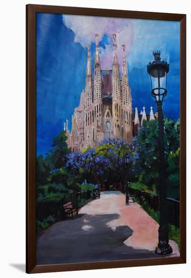 Barcelona Sagrada Familia with Park and Lantern-Markus Bleichner-Framed Art Print