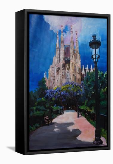 Barcelona Sagrada Familia with Park and Lantern-Markus Bleichner-Framed Stretched Canvas