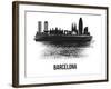 Barcelona Skyline Brush Stroke - Black II-NaxArt-Framed Art Print