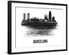 Barcelona Skyline Brush Stroke - Black II-NaxArt-Framed Art Print