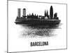 Barcelona Skyline Brush Stroke - Black II-NaxArt-Mounted Art Print