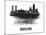 Barcelona Skyline Brush Stroke - Black II-NaxArt-Mounted Art Print