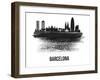 Barcelona Skyline Brush Stroke - Black II-NaxArt-Framed Art Print