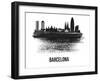 Barcelona Skyline Brush Stroke - Black II-NaxArt-Framed Art Print