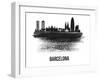 Barcelona Skyline Brush Stroke - Black II-NaxArt-Framed Art Print