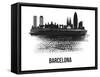 Barcelona Skyline Brush Stroke - Black II-NaxArt-Framed Stretched Canvas