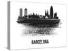 Barcelona Skyline Brush Stroke - Black II-NaxArt-Stretched Canvas