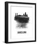 Barcelona Skyline Brush Stroke - Black-NaxArt-Framed Art Print