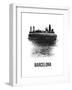 Barcelona Skyline Brush Stroke - Black-NaxArt-Framed Art Print