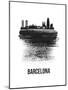 Barcelona Skyline Brush Stroke - Black-NaxArt-Mounted Art Print