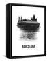 Barcelona Skyline Brush Stroke - Black-NaxArt-Framed Stretched Canvas