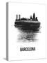 Barcelona Skyline Brush Stroke - Black-NaxArt-Stretched Canvas