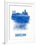 Barcelona Skyline Brush Stroke - Blue-NaxArt-Framed Art Print