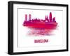 Barcelona Skyline Brush Stroke - Red-NaxArt-Framed Art Print