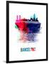 Barcelona Skyline Brush Stroke - Watercolor-NaxArt-Framed Art Print