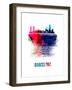 Barcelona Skyline Brush Stroke - Watercolor-NaxArt-Framed Art Print