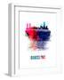 Barcelona Skyline Brush Stroke - Watercolor-NaxArt-Framed Art Print