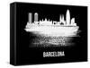 Barcelona Skyline Brush Stroke - White-NaxArt-Framed Stretched Canvas