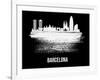 Barcelona Skyline Brush Stroke - White-NaxArt-Framed Art Print