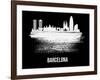 Barcelona Skyline Brush Stroke - White-NaxArt-Framed Art Print