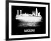 Barcelona Skyline Brush Stroke - White-NaxArt-Framed Art Print