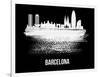 Barcelona Skyline Brush Stroke - White-NaxArt-Framed Art Print