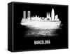 Barcelona Skyline Brush Stroke - White-NaxArt-Framed Stretched Canvas