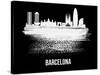 Barcelona Skyline Brush Stroke - White-NaxArt-Stretched Canvas