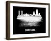 Barcelona Skyline Brush Stroke - White-NaxArt-Framed Art Print